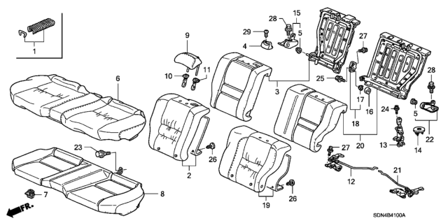 2004 Honda Accord Cover, Right Rear Seat-Back Trim (Graphite Black) Diagram for 82121-SDN-A02ZA