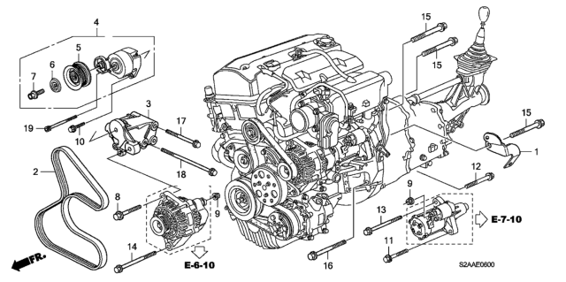 2009 Honda S2000 2 Door CR (WITH AC) KA 6MT Auto Tensioner Bracket Diagram
