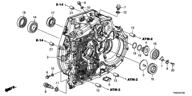 2013 Honda Civic 4 Door EX-L KA 5AT AT Torque Converter Case Diagram
