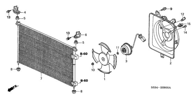 2005 Honda Civic Bracket, R. Condenser (Upper) Diagram for 80107-S5T-000