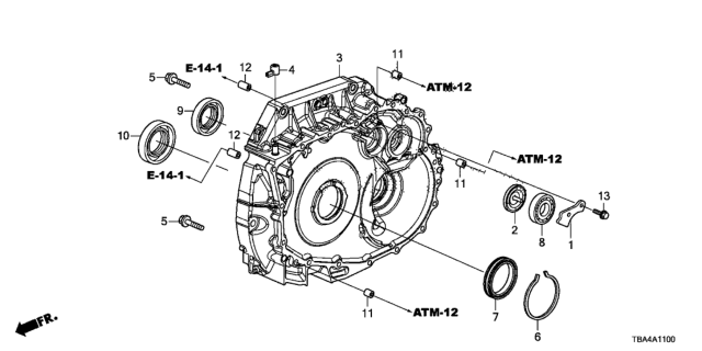 2017 Honda Civic AT Torque Converter Case Components Diagram