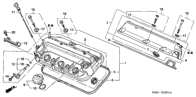 2006 Honda Odyssey Cylinder Head Cover Diagram