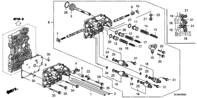 2008 Honda Fit 5 Door BASE KA 5AT AT Servo Body Diagram