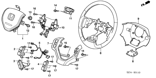 2006 Honda Ridgeline Body Kit A, Steering (Warm Gray) Diagram for 78501-SJC-A83ZA