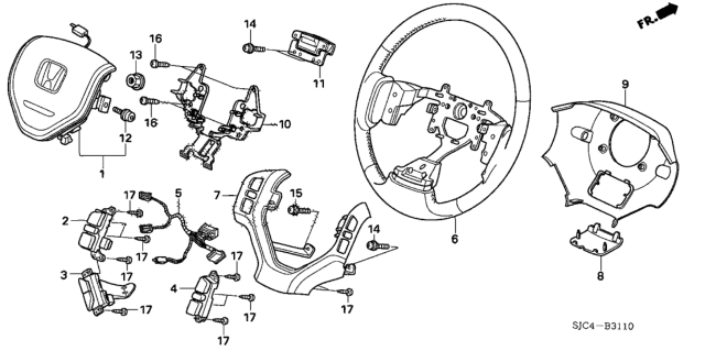 2006 Honda Ridgeline Switch Assembly, Audio Remote (Dark Gray) Diagram for 35880-SJC-A01ZB