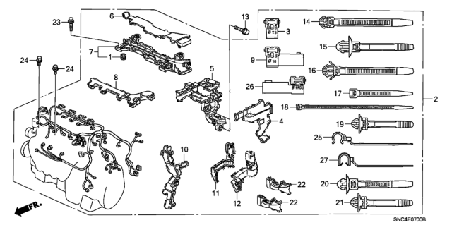 2009 Honda Civic Holder F, Engine Wire Harness (Lower) Diagram for 32135-RMX-000