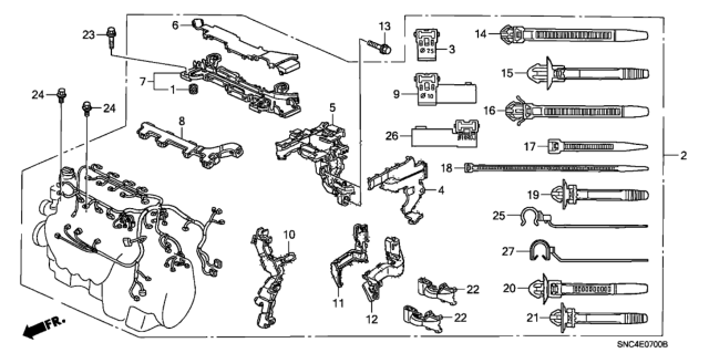 2009 Honda Civic Holder A, Engine Harness (Lower) Diagram for 32128-RMX-000