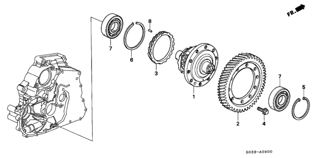 1998 Honda Civic 3 Door CX KA 4AT AT Differential Gear Diagram
