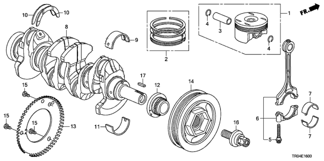 2012 Honda Civic Crankshaft - Piston (1.8L) Diagram