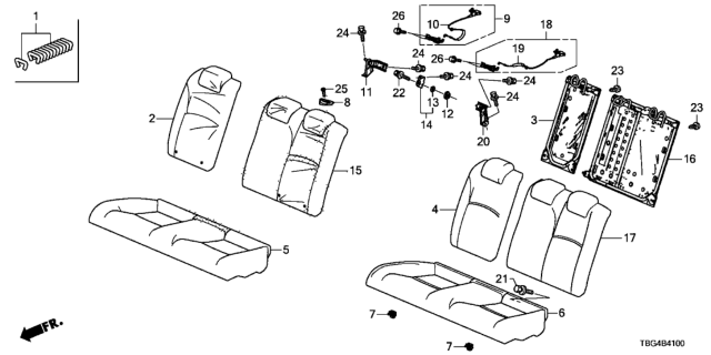 2017 Honda Civic Rear Seat Diagram