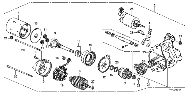 2012 Honda Accord Starter Motor (Denso) (V6) (AT) Diagram