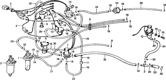 1977 Honda Civic Switch Assy., Vacuum Diagram for 36181-657-770
