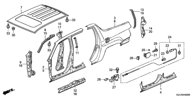 2014 Honda Ridgeline Outer Panel Diagram