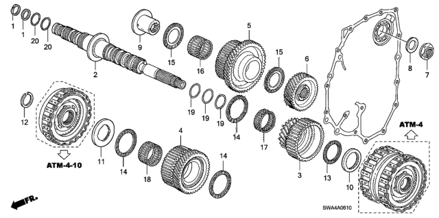 2008 Honda CR-V 5 Door EX-L (2WD) KA 5AT AT Secondary Shaft Diagram