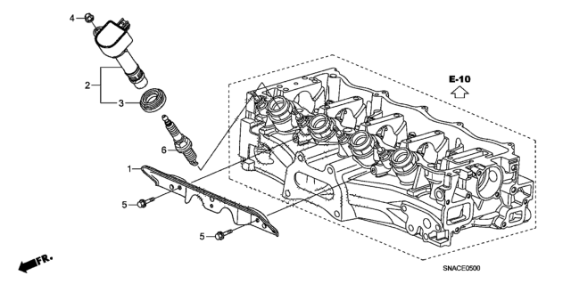 2011 Honda Civic Coil, Plug Hole Diagram for 30520-RNA-A01