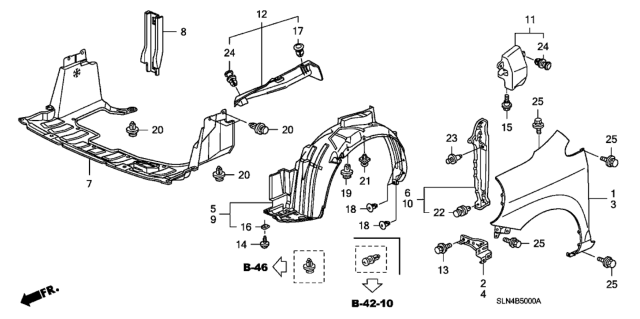 2008 Honda Fit Fender, Left Front (Inner) Diagram for 74151-SLN-A00