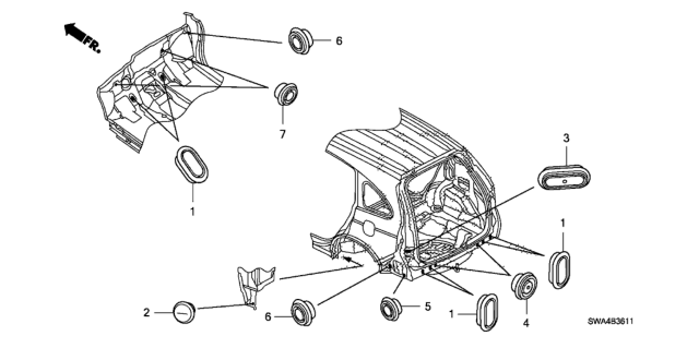 2008 Honda CR-V Grommet (Rear) Diagram