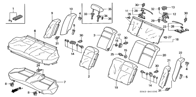 1996 Honda Civic Cover, Right Rear Seat-Back Trim (Medium Taupe) Diagram for 82121-S01-A11ZB