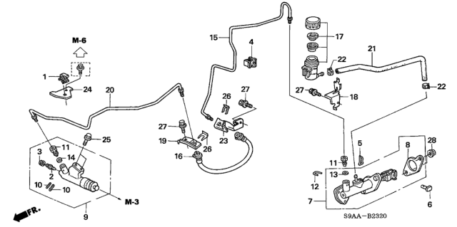 2006 Honda CR-V 5 Door EX (4WD) KA 5MT Clutch Master Cylinder Diagram