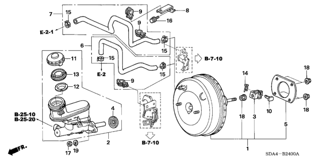 2004 Honda Accord Brake Master Cylinder  - Master Power Diagram