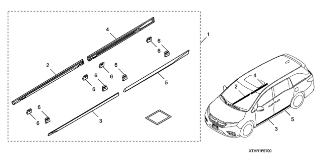 2018 Honda Odyssey 5 Door EX KA 9AT Lower Door Garnish (Chrome) Diagram