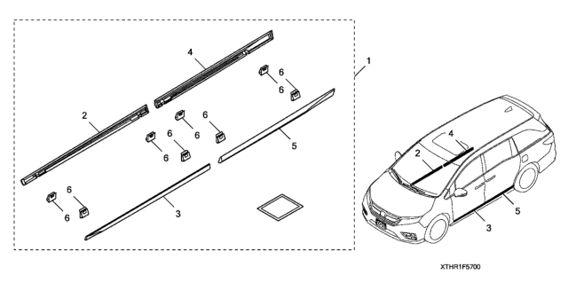 2020 Honda Odyssey Garnish Assy., R. RR. Door Diagram for 08F57-THR-10003