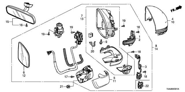 2018 Honda Fit Mirror Assembly, Passenger Side Door (Coo) Diagram for 76208-T5R-305