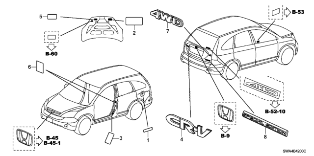 2011 Honda CR-V Placard, Specification (Usa) Diagram for 42762-SWA-A02