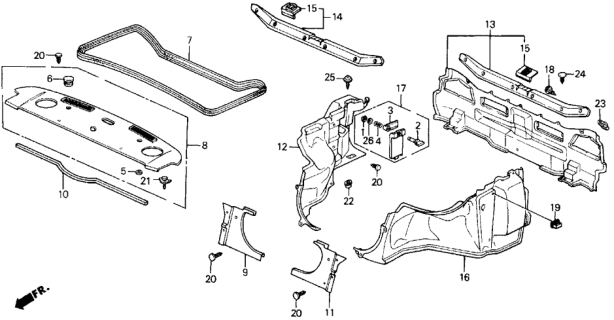 1990 Honda Prelude Rear Tray Diagram