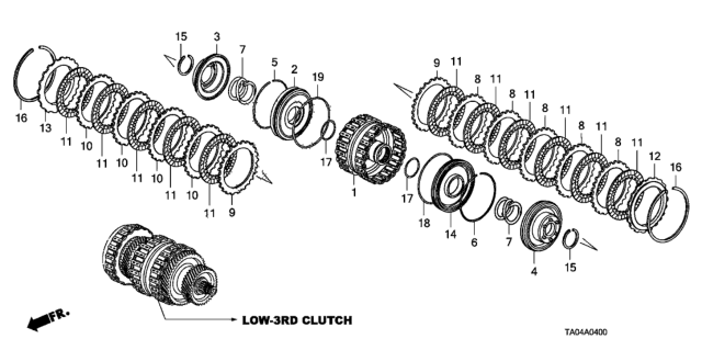 2011 Honda Accord Disk, Clutch Diagram for 22544-R91-003