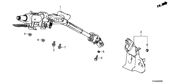 2019 Honda Accord Cover, Steering Joint Diagram for 53320-TVA-A00