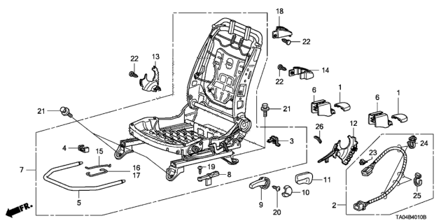 2011 Honda Accord Front Seat Components (Driver Side) (Manual Height) Diagram
