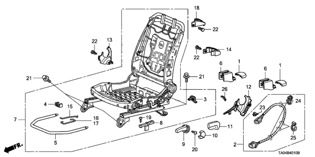 2009 Honda Accord 4 Door LX KA 5AT Front Seat Components (Driver Side) (Manual Height) Diagram