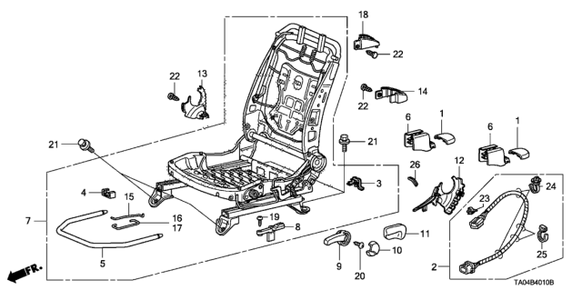 2008 Honda Accord Front Seat Components (Driver Side) (Manual Height) Diagram