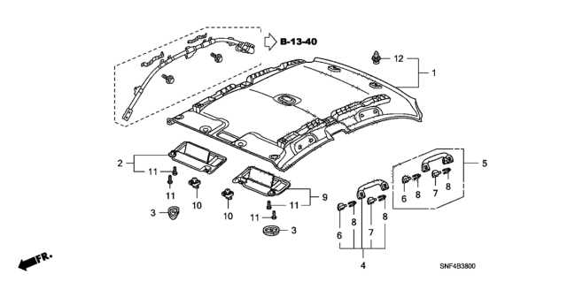 2009 Honda Civic Lining Assy., Roof *NH686L* (QP LIGHT WARM GRAY) Diagram for 83200-SNE-A01ZC