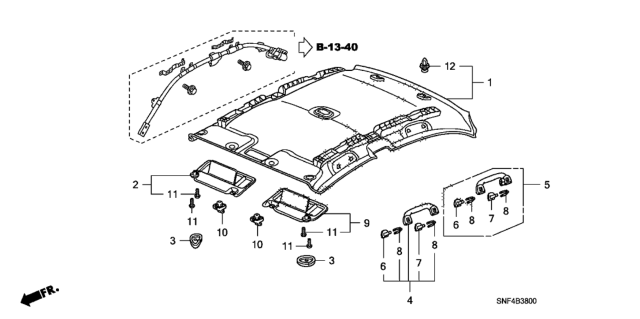 2011 Honda Civic Roof Lining Diagram