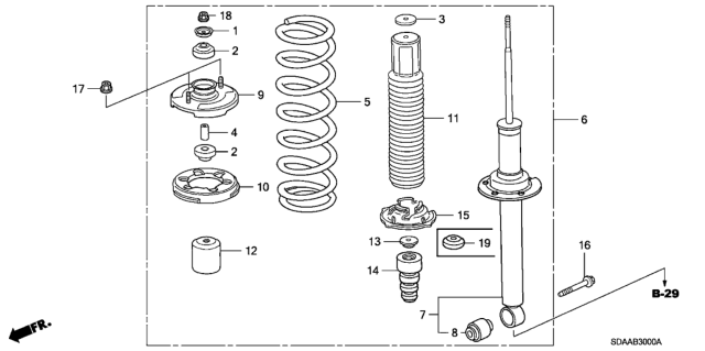 2007 Honda Accord 4 Door EX KA 5MT Rear Shock Absorber Diagram
