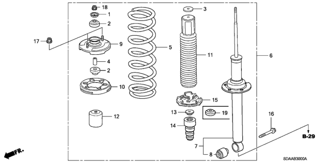 2007 Honda Accord Shock Absorber Assembly, Rear Diagram for 52610-SDB-A31