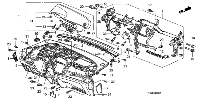 2011 Honda Fit Instrument Panel Diagram