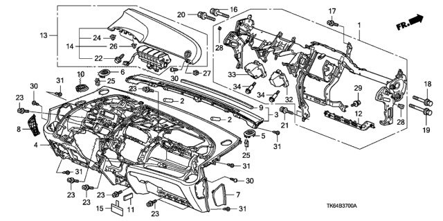 2009 Honda Fit Panel, Instrument *NH167L* (GRAPHITE BLACK) Diagram for 77103-TF0-G00ZA