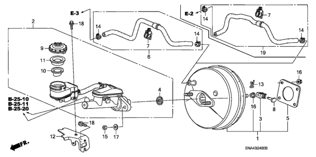 2006 Honda Civic Brake Master Cylinder  - Master Power Diagram