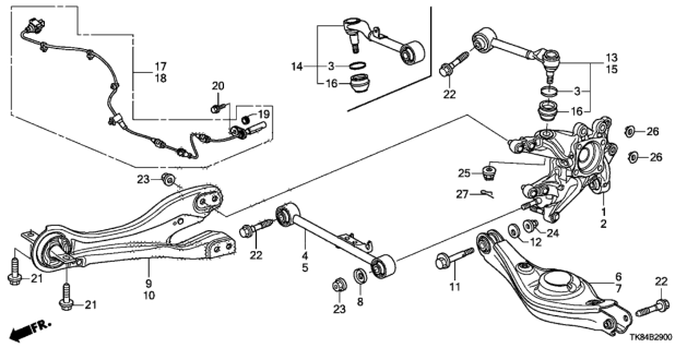 2013 Honda Odyssey Lower Arm B Complete Diagram for 52360-TK8-A02