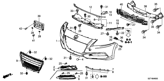 2011 Honda CR-Z Bolt C, Bumper Diagram for 90104-SR2-003