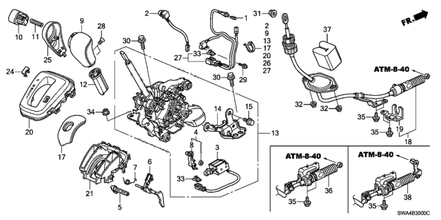 54315-SB2-982 - Genuine Honda Wire, Control