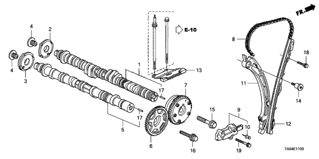 2009 Honda Accord Camshaft, Exhuast Diagram for 14120-R41-L00