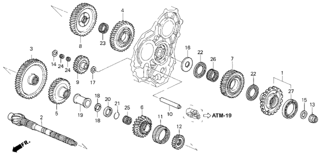 1997 Honda Accord Gear, Countershaft Second Diagram for 23441-P0Z-000
