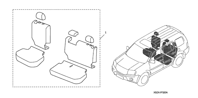 2015 Honda Pilot 5 Door TOURIN (2WD) KA 5AT Seat Cover (2nd Row) Diagram