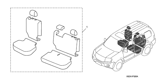 2009 Honda Pilot Seat Cover (2nd Row) Diagram