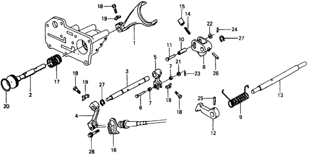 1978 Honda Civic HMT Shift Lever Shaft Diagram