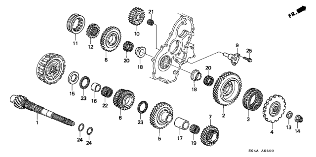 2000 Honda Civic AT Countershaft Diagram